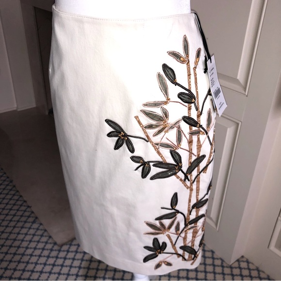 Worth Off White With Kaiki Green Tan Beaded Emebllishments New Size 6 - Picture 5 of 16